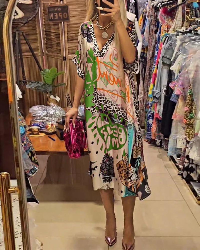 Jovena - Casual dress with colorful leopard print