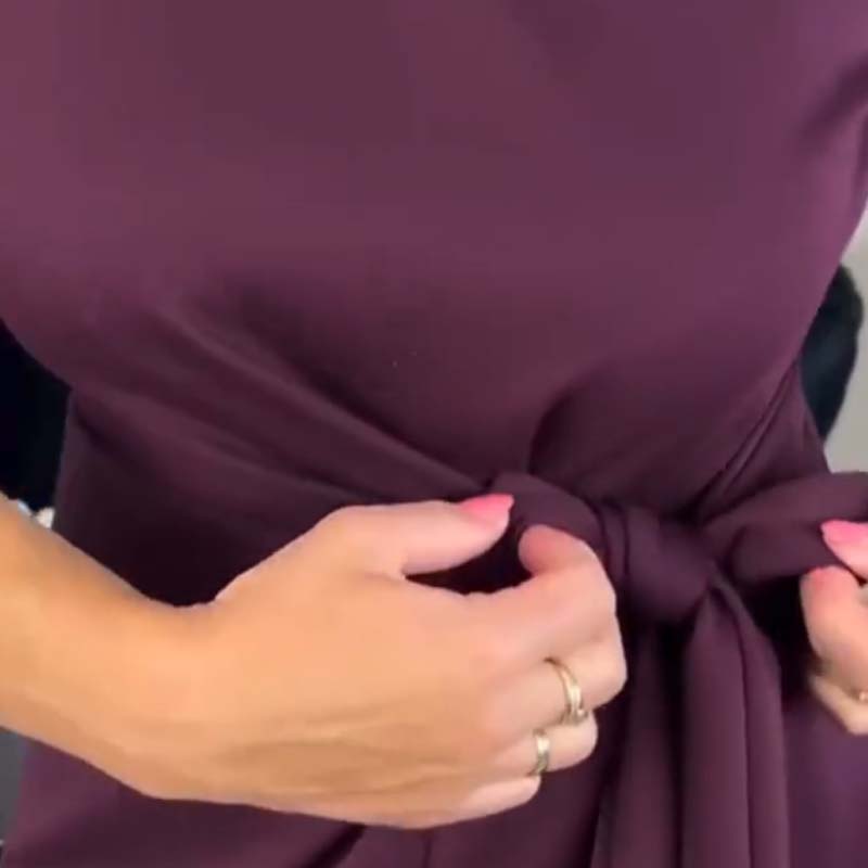 Marialisse - Elegant Midi Dress with Bow and Chic Slit