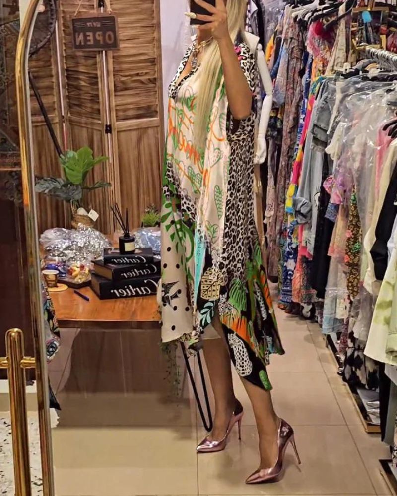 Jovena - Casual dress with colorful leopard print