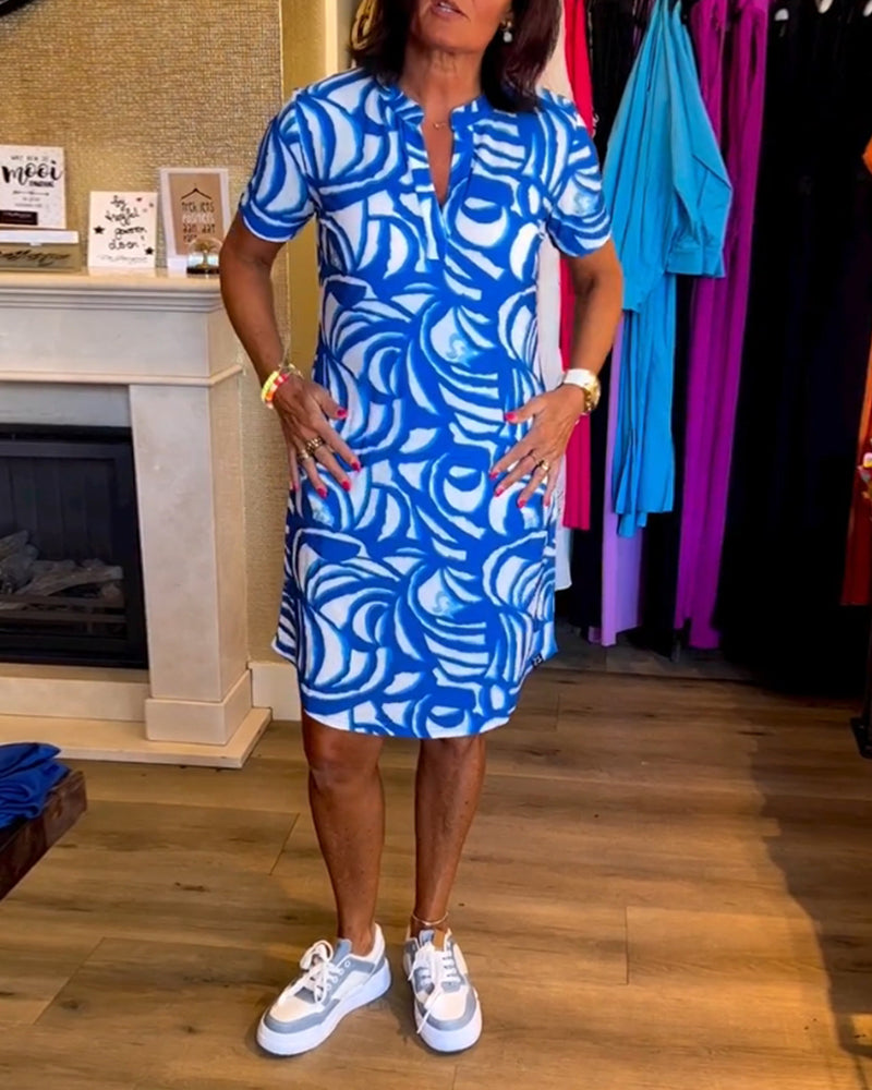 Mira™- V-Neck Printed Dress
