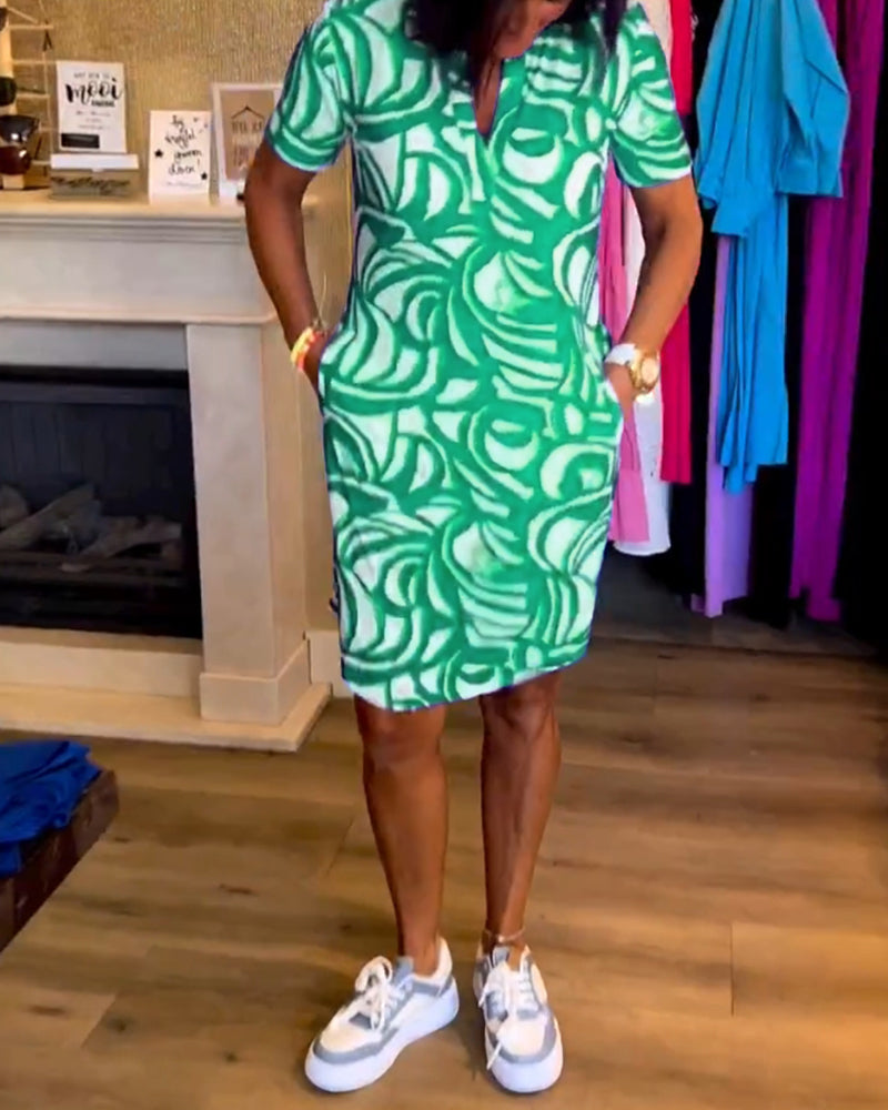 Mira™- V-Neck Printed Dress
