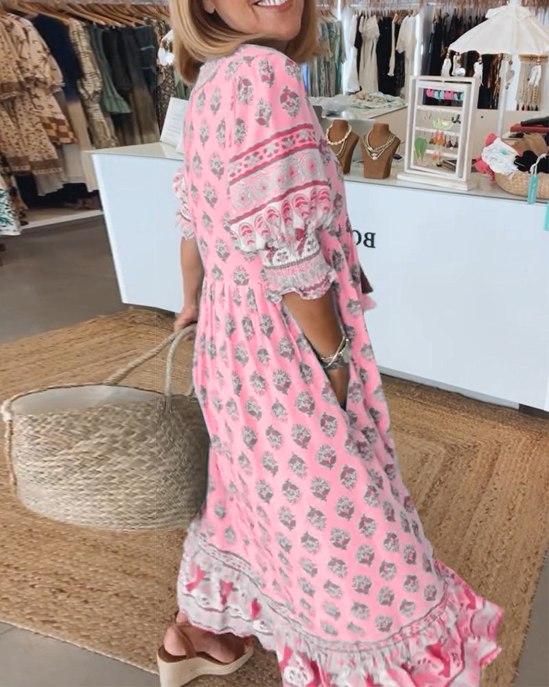 Flavie - Printed Loose Fit Casual Dress