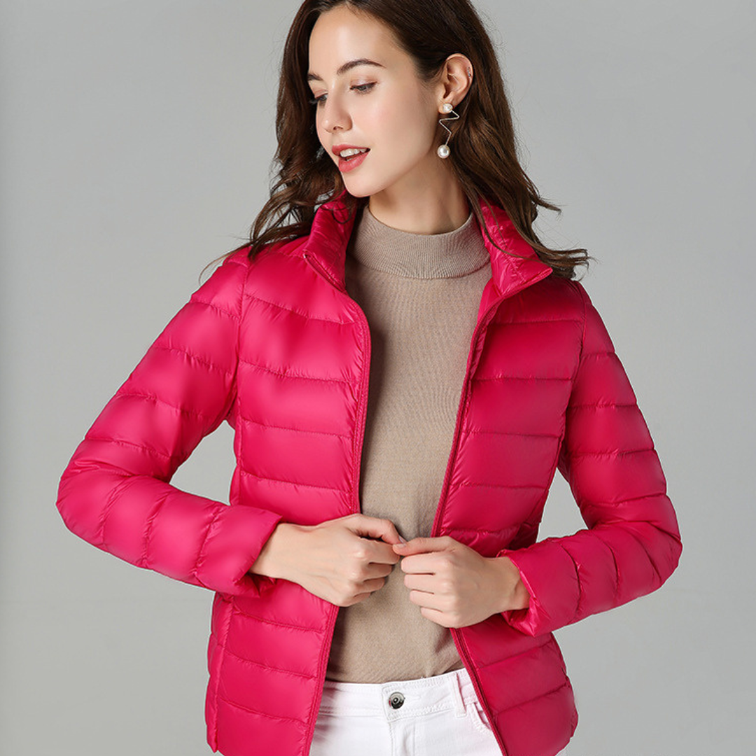 Rhoselle™ - Ultralight Down Jacket with Sophisticated Pleats