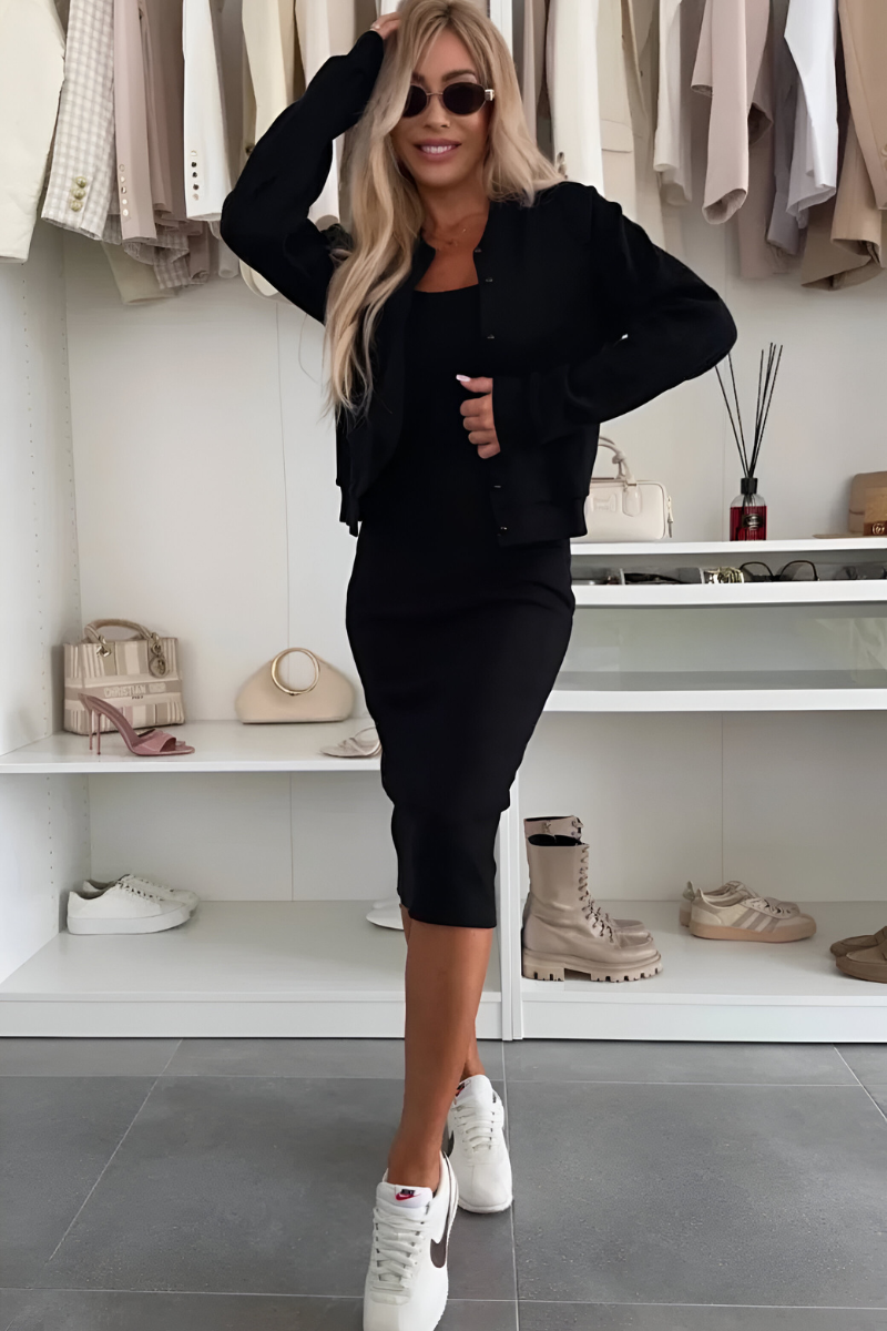 Aline™ - Comfortable Midi Dress & Vest