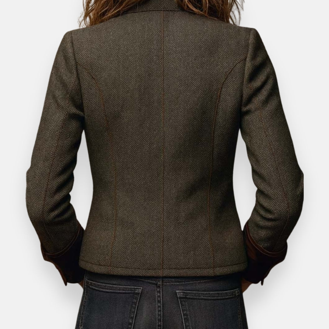 Marisoria - Chic Tweed Jacket with Velvet Finishes