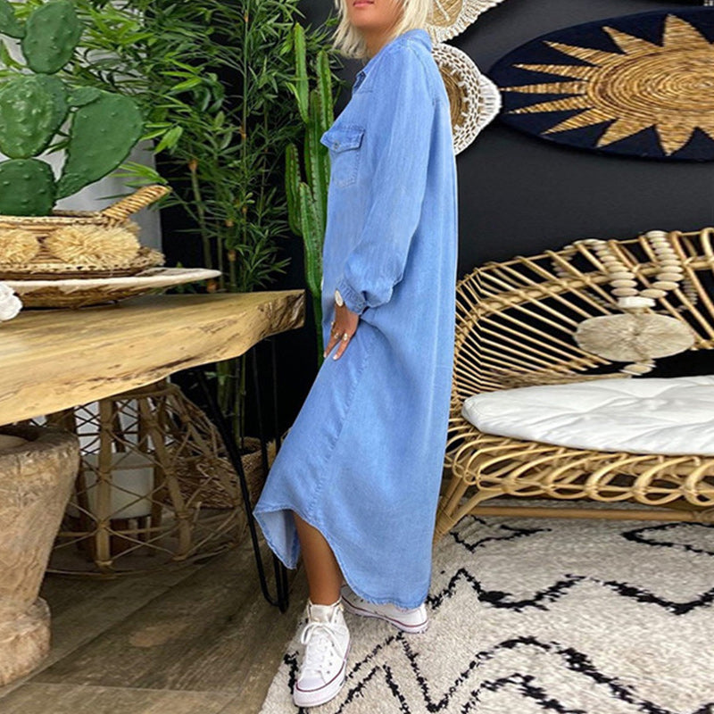 Terenza - Long sleeve denim maxi dress