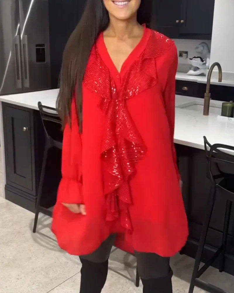 Tharalyn - Elegant Blouse with Fluid Ruffles