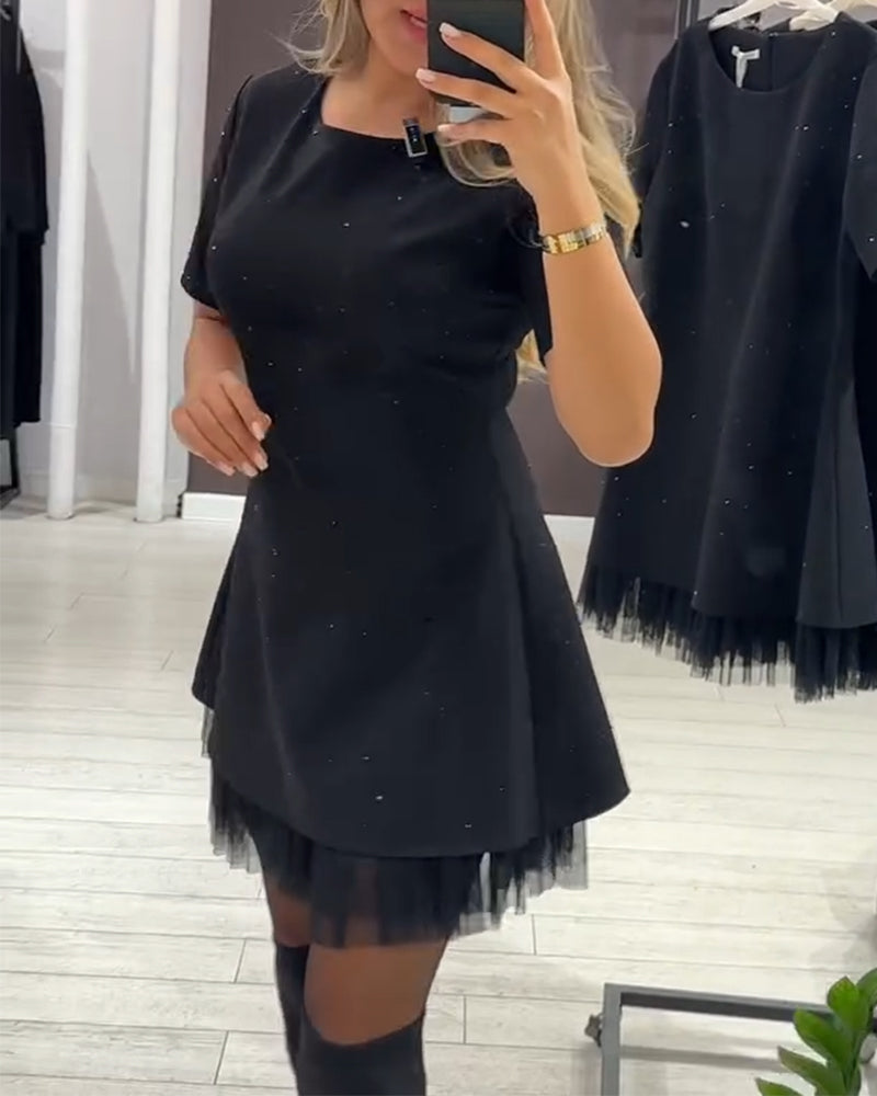 Helisanya - Elegant Sparkling Patchwork Dress