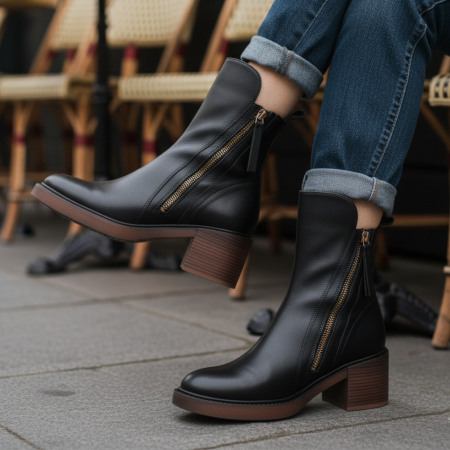 Helara™ - Elegant and Comfortable Black Leather Boots