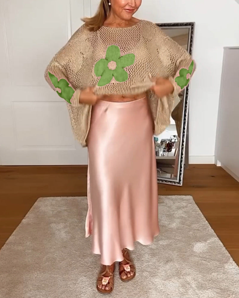 Sasha - Floral knit sweater with long sleeves