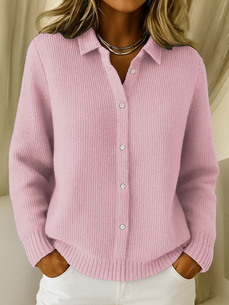 Rhosalyn - Chic Cardigan with Shirt Collar and Long Sleeves