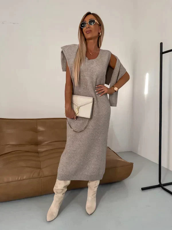 Solange™ -Knit Midi Dress & Roll-Neck Set – Chic, Cosy & Versatile