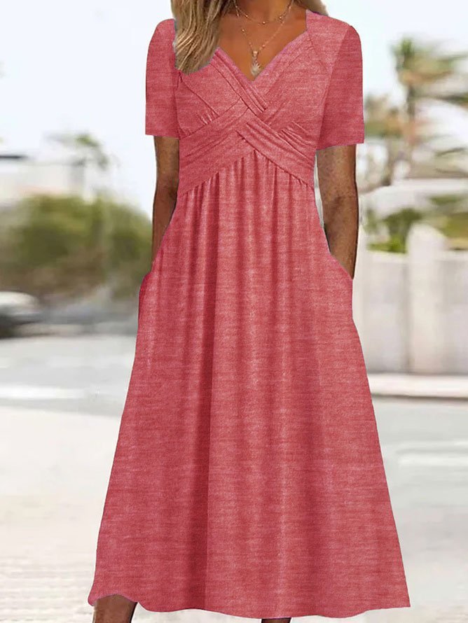 Malina - Elegant Fluid Silhouette V-Neck Dress
