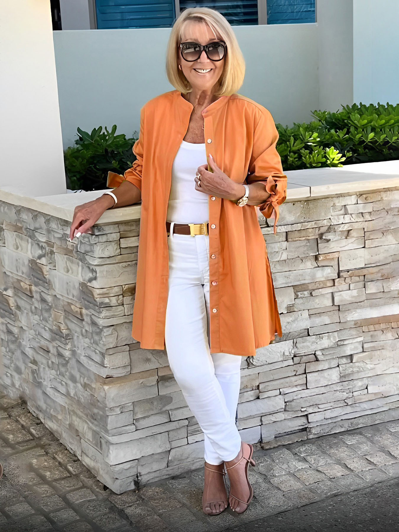 Liora™ – Long button-up cotton shirt jacket