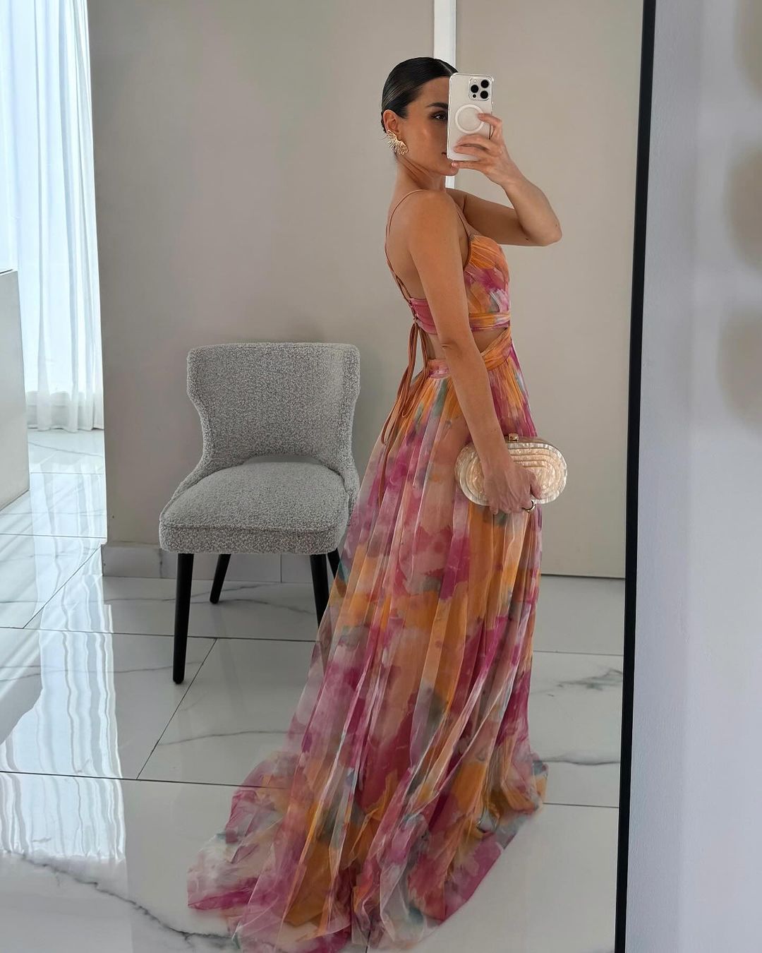 Leora - Enchanting Floral Print Maxi Dress