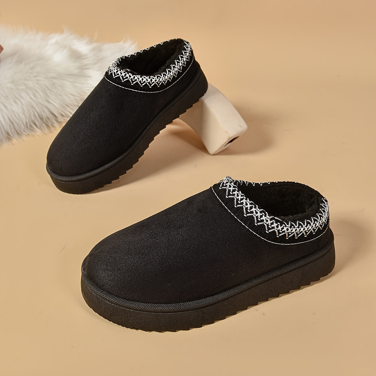 Selviane™ - Ethnic Slip-On Boots with Faux Fur Lining