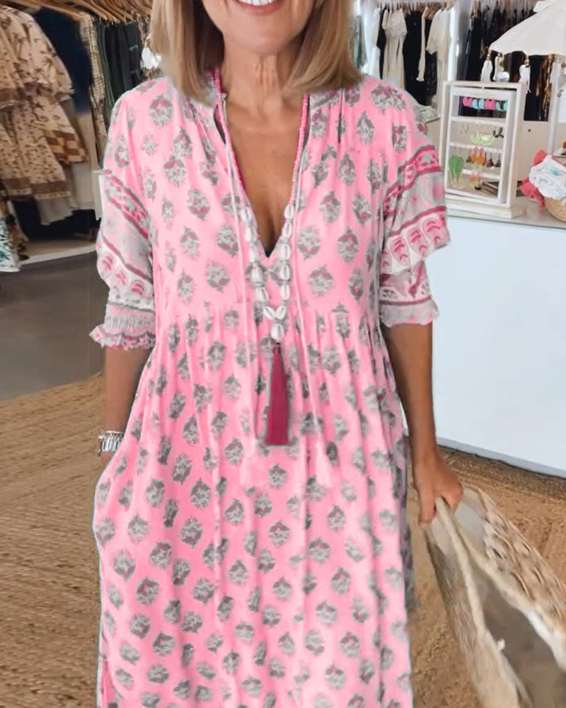 Flavie - Printed Loose Fit Casual Dress