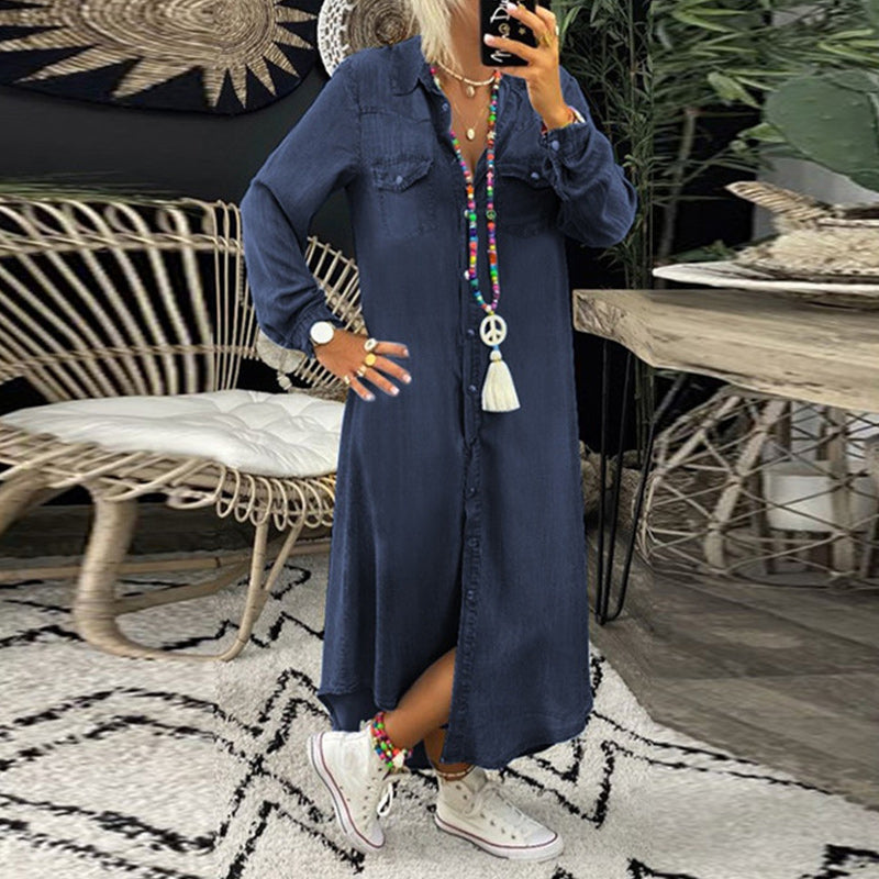 Terenza - Long sleeve denim maxi dress