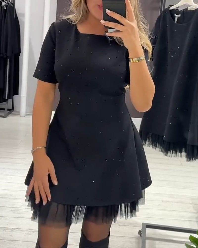 Helisanya - Elegant Sparkling Patchwork Dress