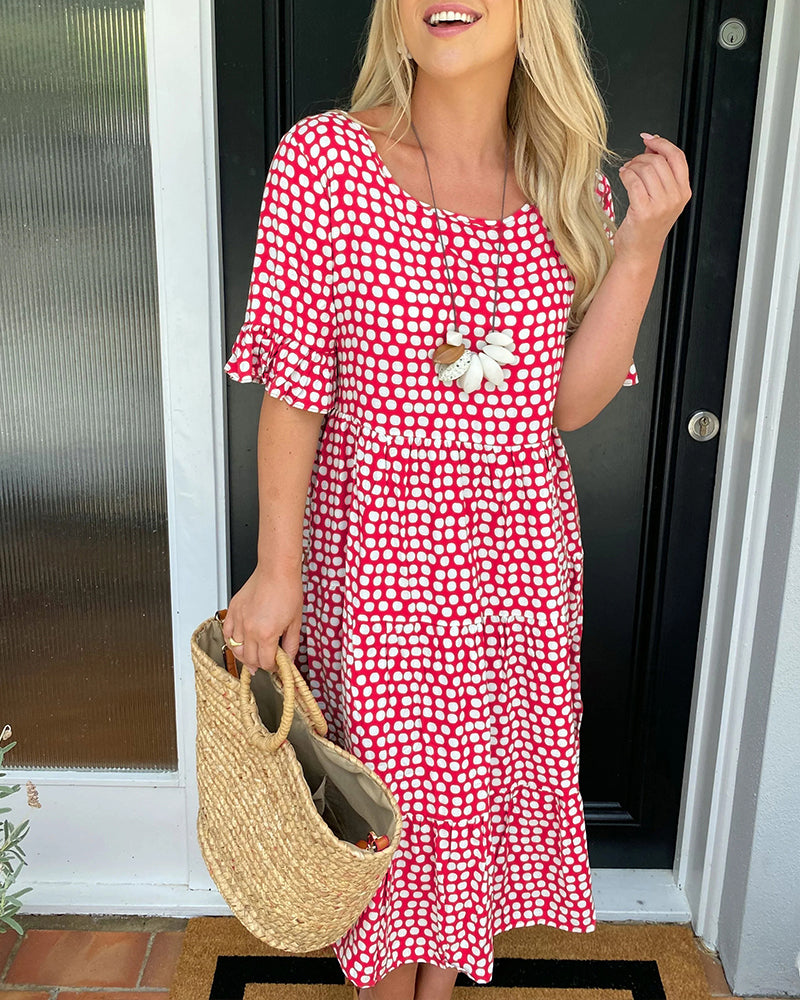 Thalassa -Midi dress with round neck in polka dot print