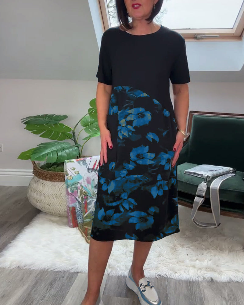 Jessie™ - Floral Print Patchwork Casual Dress