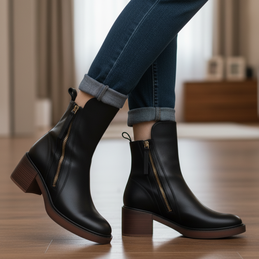 Helara™ - Elegant and Comfortable Black Leather Boots
