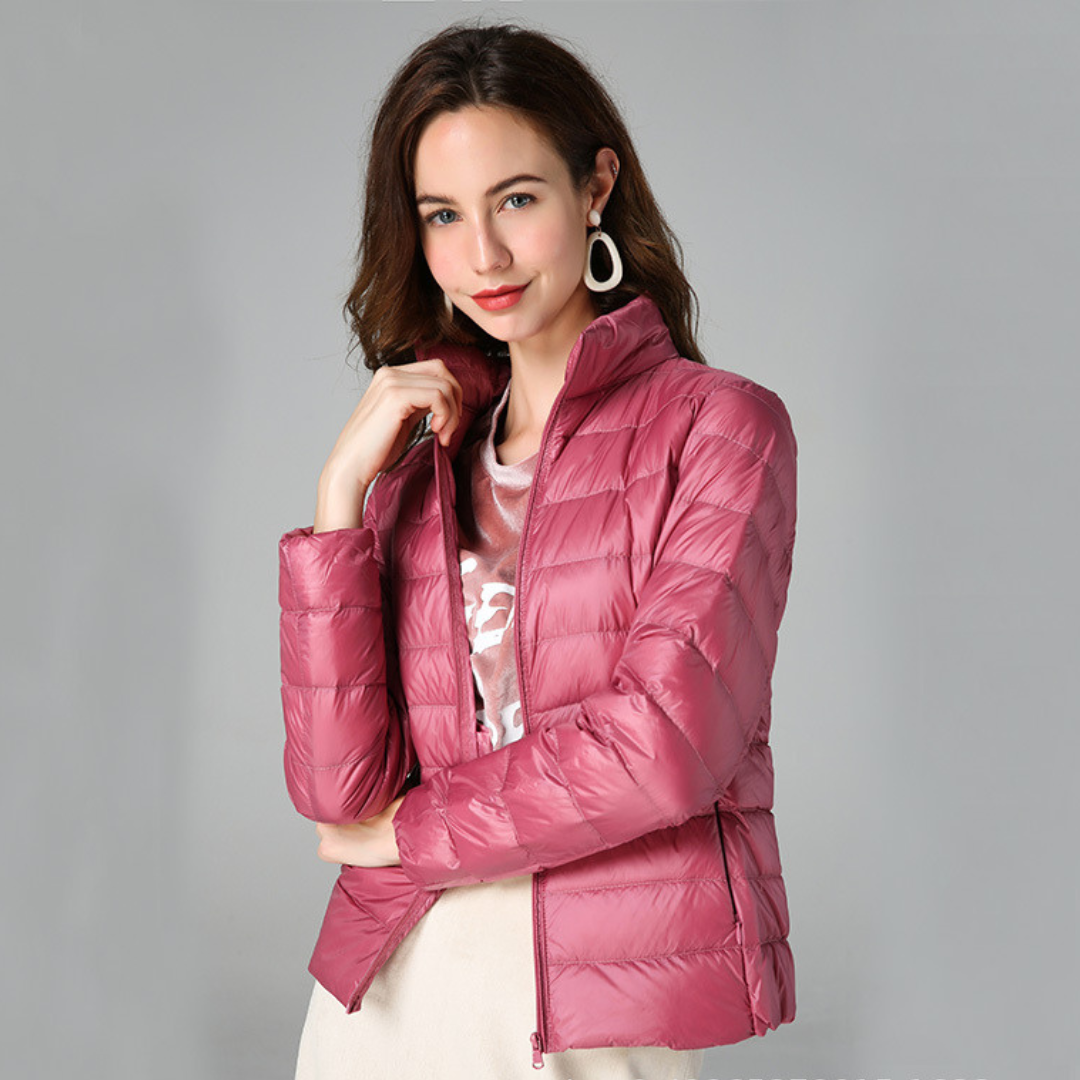 Rhoselle™ - Ultralight Down Jacket with Sophisticated Pleats