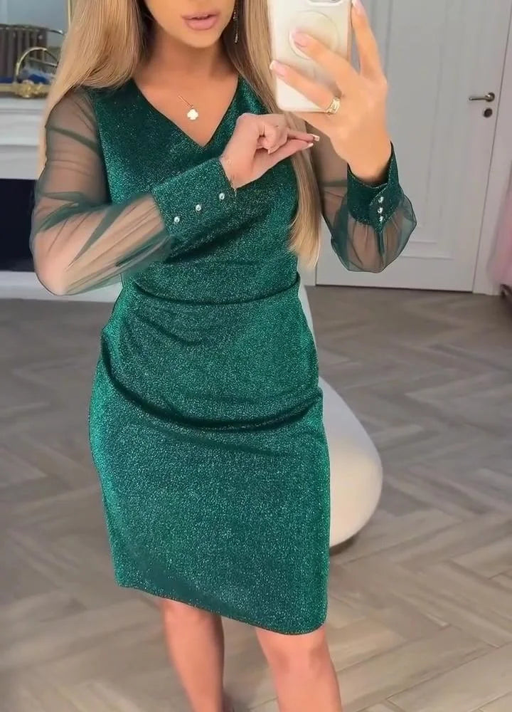 Cyenoria - Chic Midi Dress Light and Patchwork