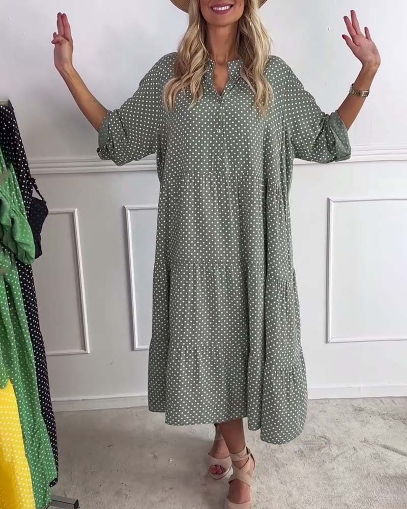 Miralyn - Dress with mid-length sleeves and polka dots