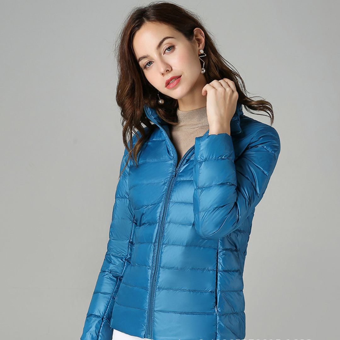 Rhoselle™ - Ultralight Down Jacket with Sophisticated Pleats