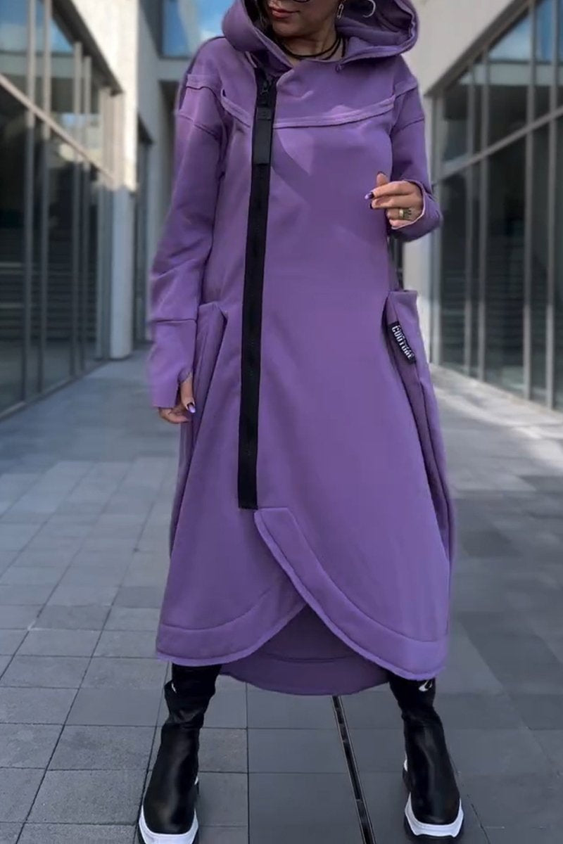 Sylvaya - Women's hooded sweater dress with long sleeves