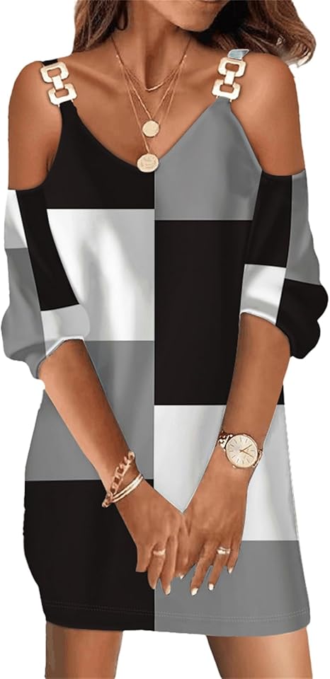 Doravine - Artistic V-Neck Dress – Casual Elegance with a Modern Touch