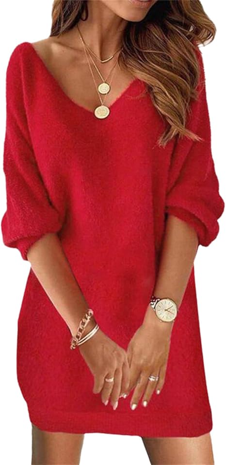 Doravine - Artistic V-Neck Dress – Casual Elegance with a Modern Touch