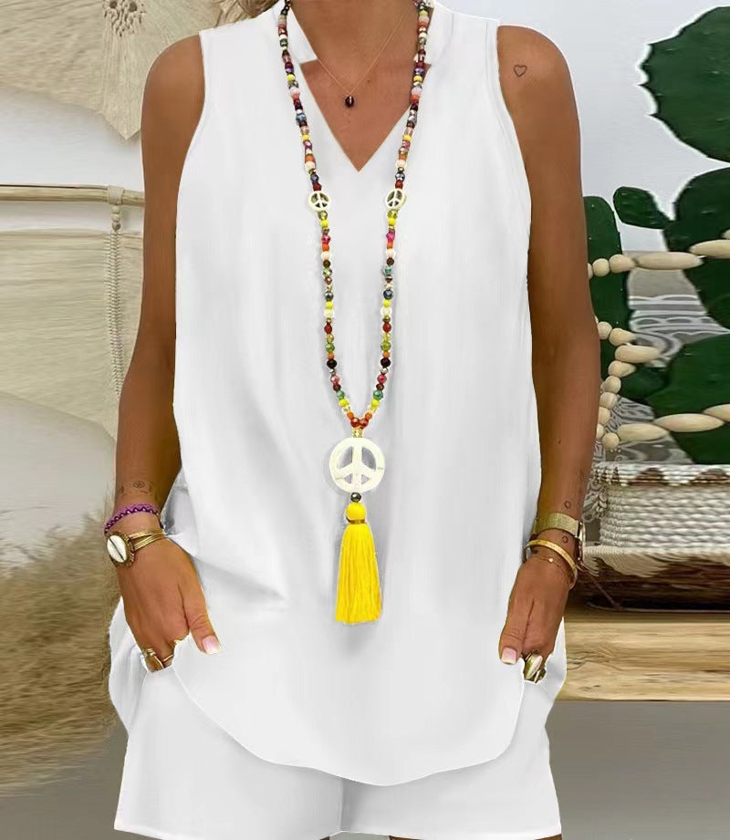 Thessaly - Women's Sleeveless High Neck Casual Set for Elegant Summer Style