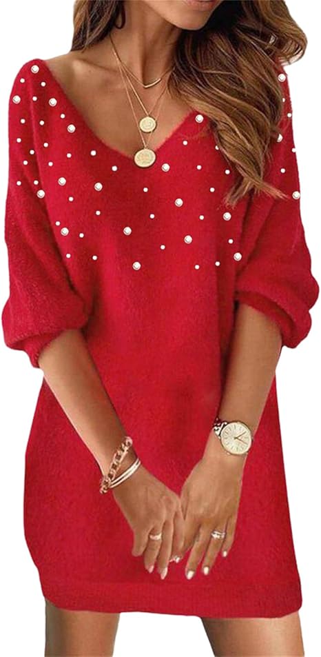 Doravine - Artistic V-Neck Dress – Casual Elegance with a Modern Touch