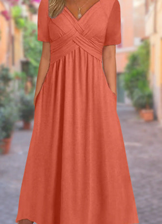 Malina - Elegant Fluid Silhouette V-Neck Dress
