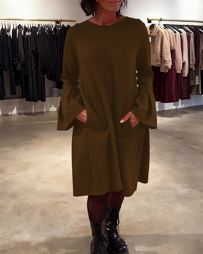 Jovalinne - Casual Flared Sleeve Dress