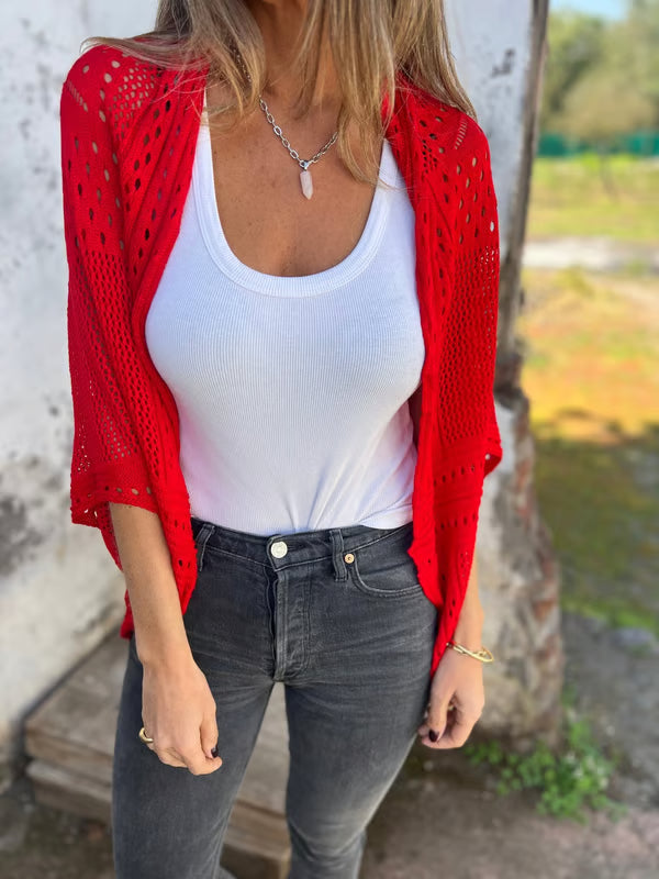 Alithia™ - Hollow half-sleeve cardigan