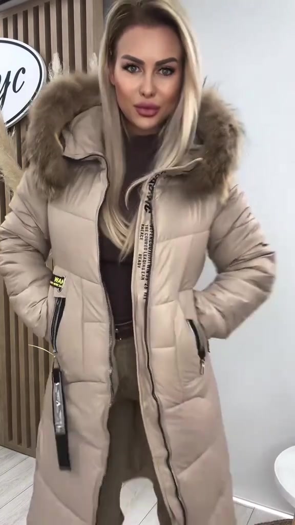 Elysavine - Long Winter Coat with Fur Collar