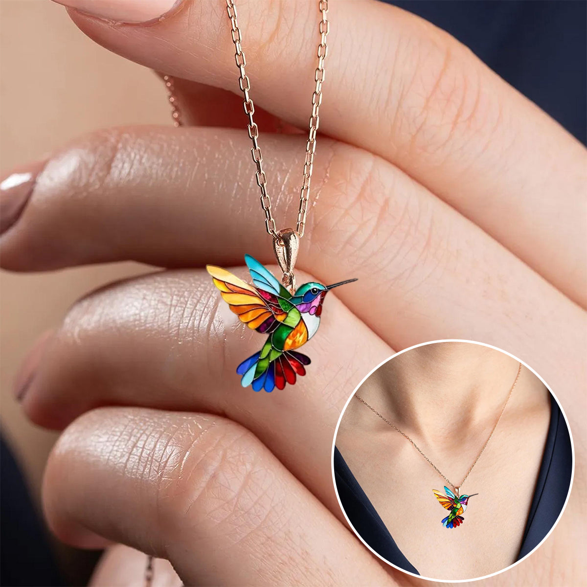Helirianne - Elegant Hummingbird Necklace and Earrings
