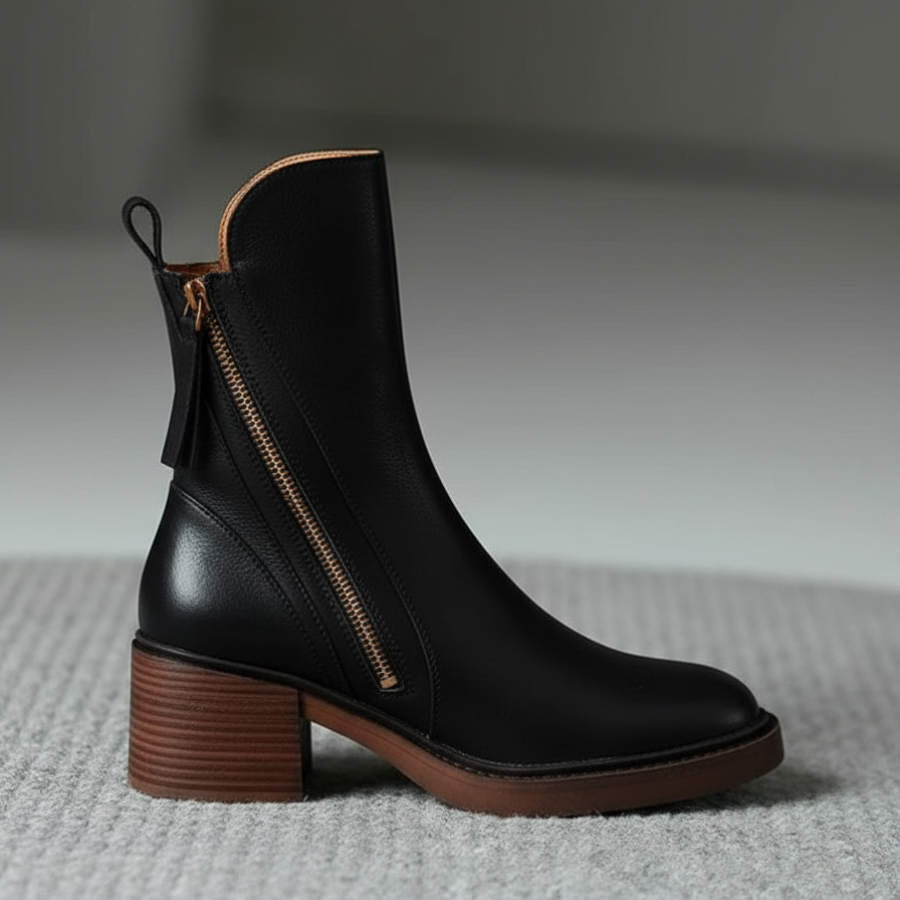 Helara™ - Elegant and Comfortable Black Leather Boots