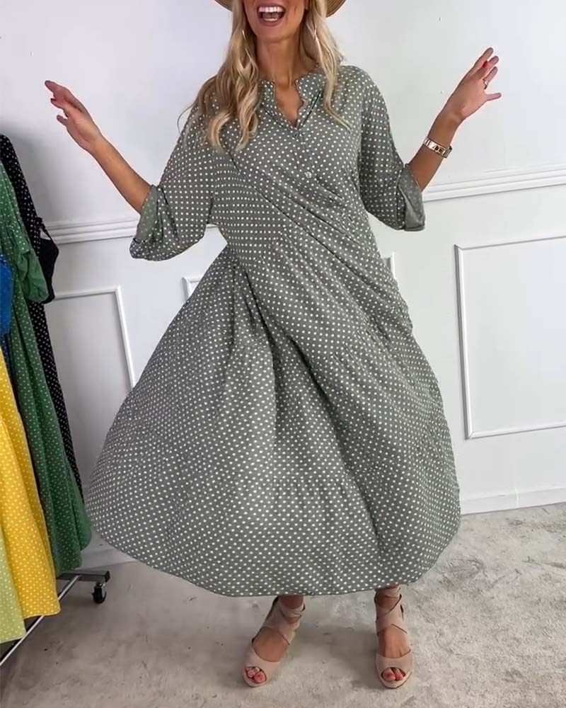 Miralyn - Dress with mid-length sleeves and polka dots