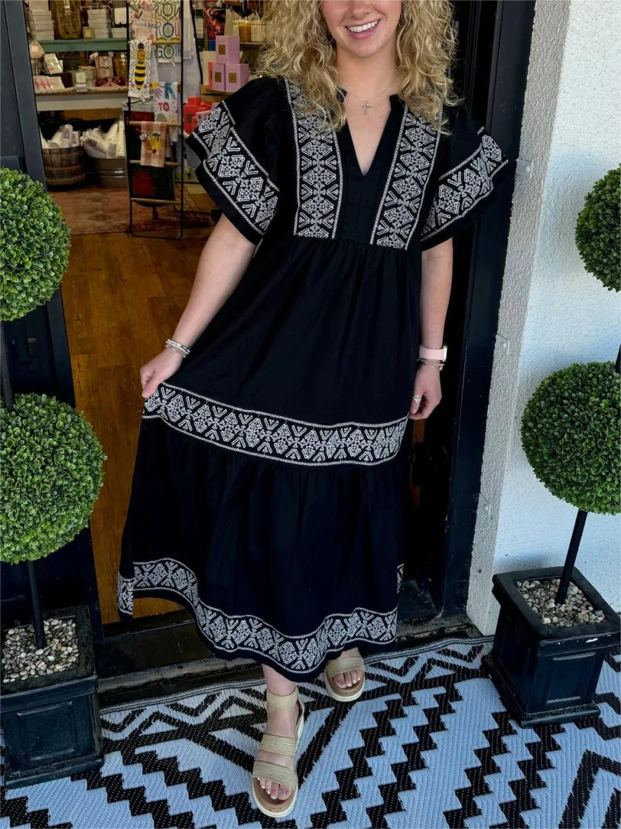 Noéa™ - gúna Bohemian V-mhuineál Maxi