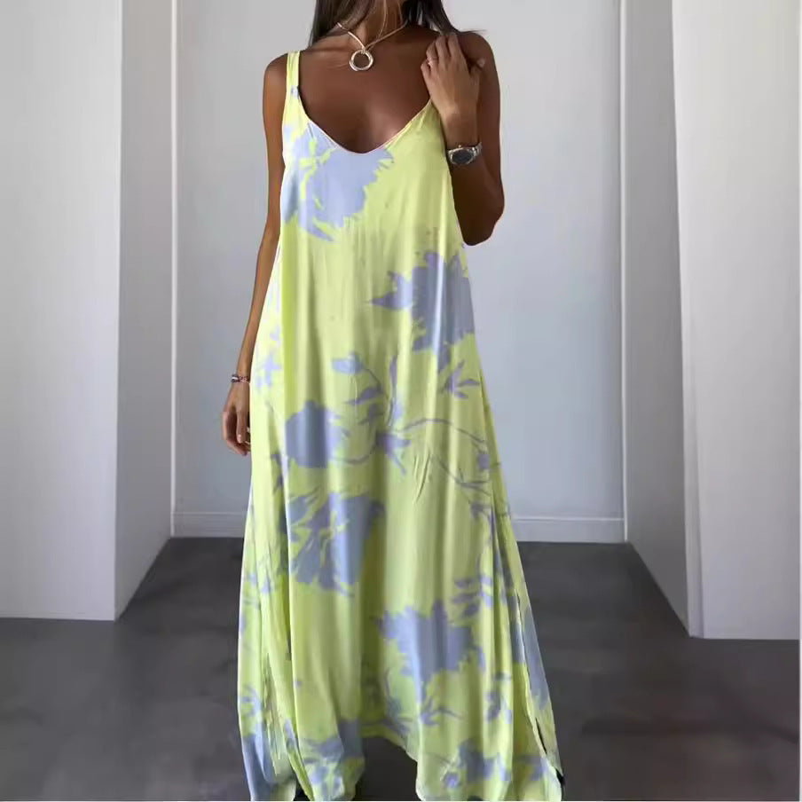 Celestia - Women's sleeveless cotton floral summer dress