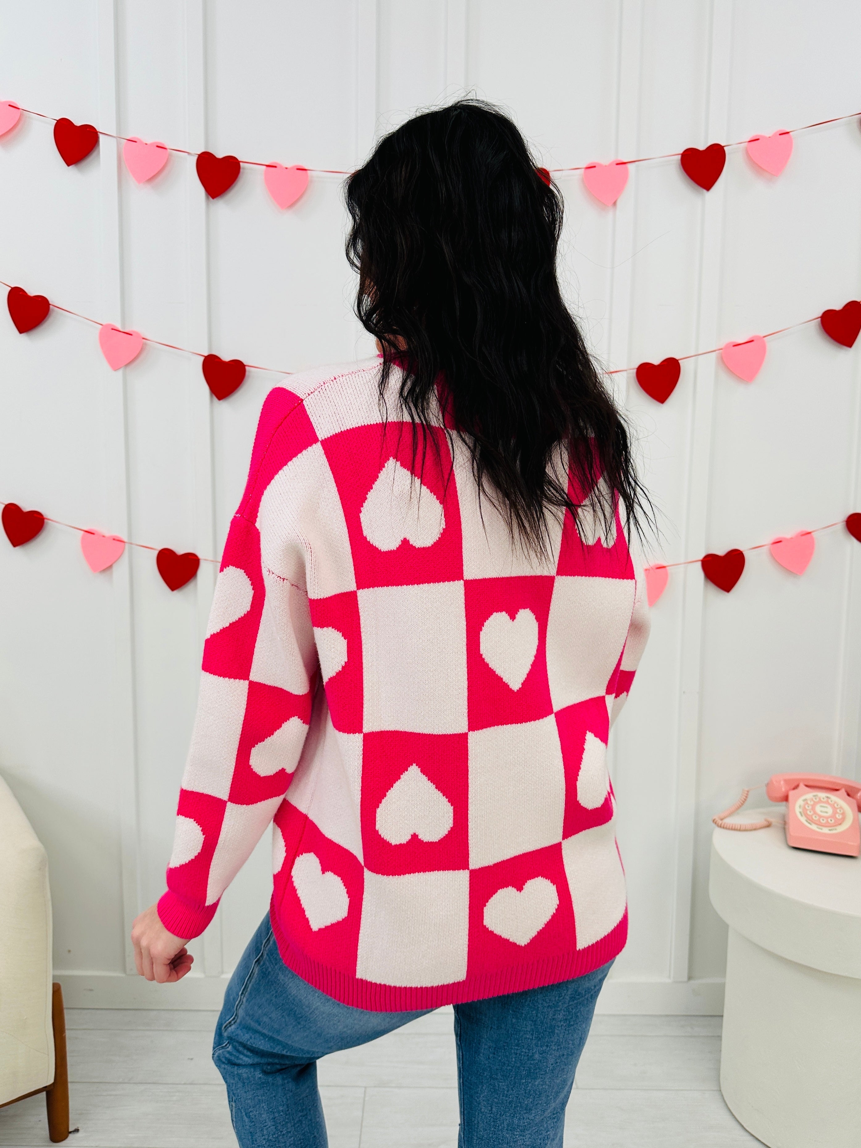 Ottilie - Valentine's Day Sweater with Square Hearts