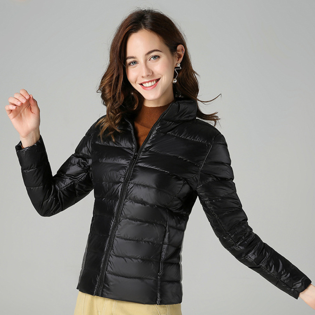 Rhoselle™ - Ultralight Down Jacket with Sophisticated Pleats