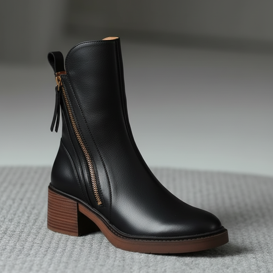 Helara™ - Elegant and Comfortable Black Leather Boots