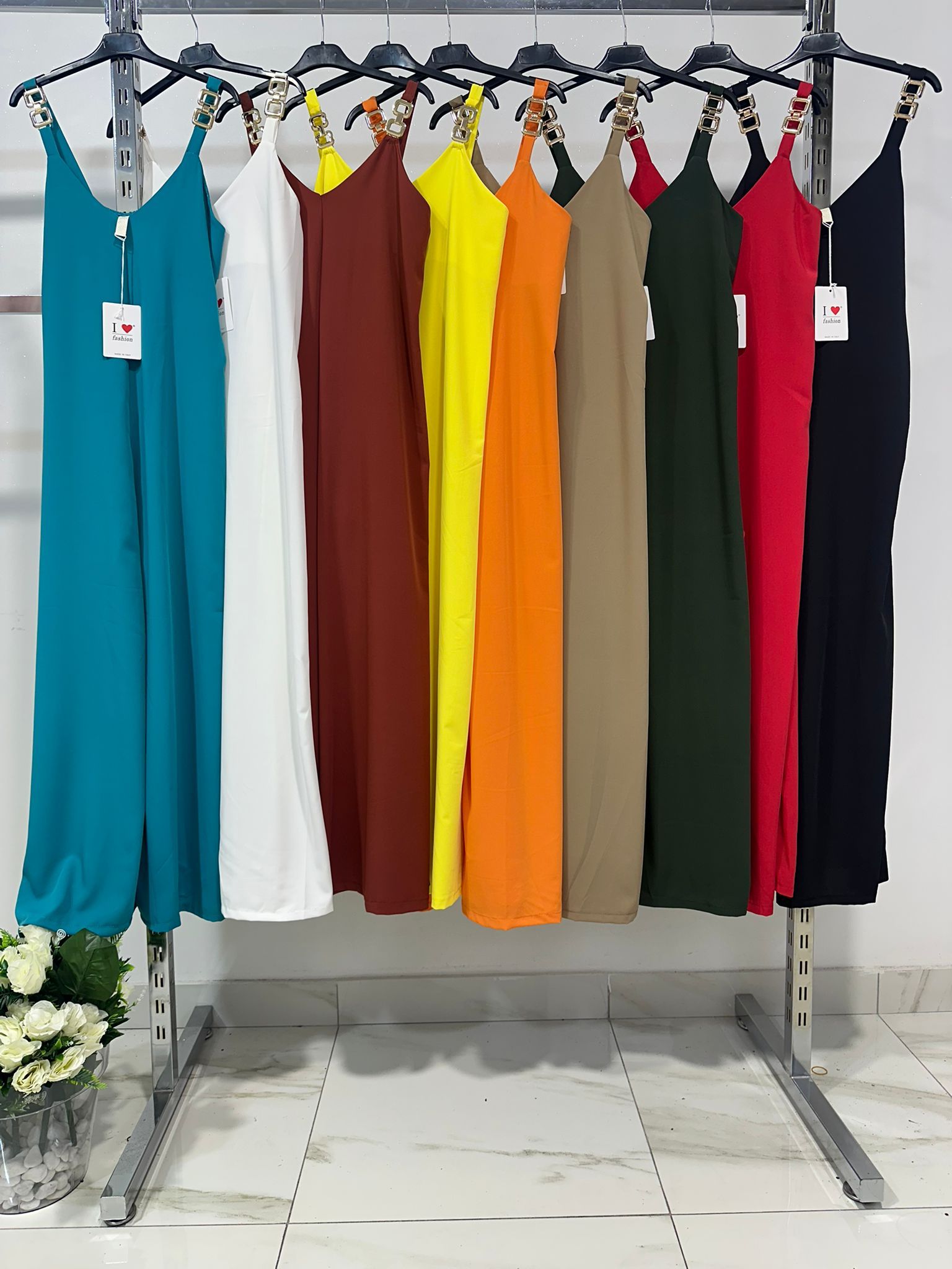 Iriana™ - Fluid jumpsuit with gold buckles