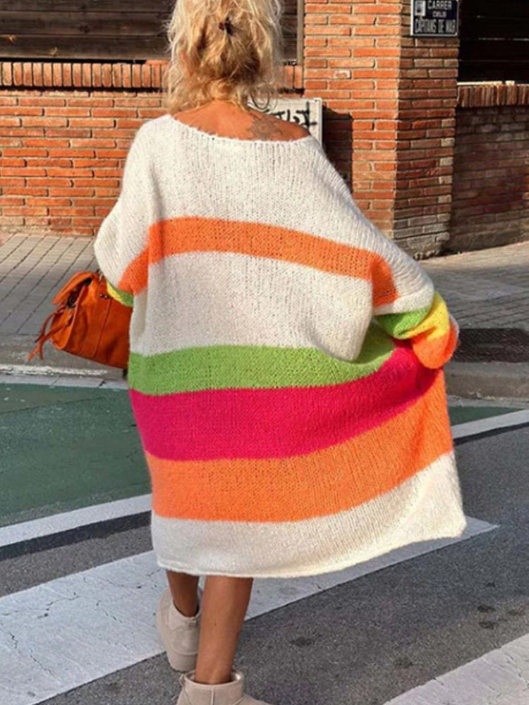 Elviana™ - Color Block Cashmere Sweater Dress