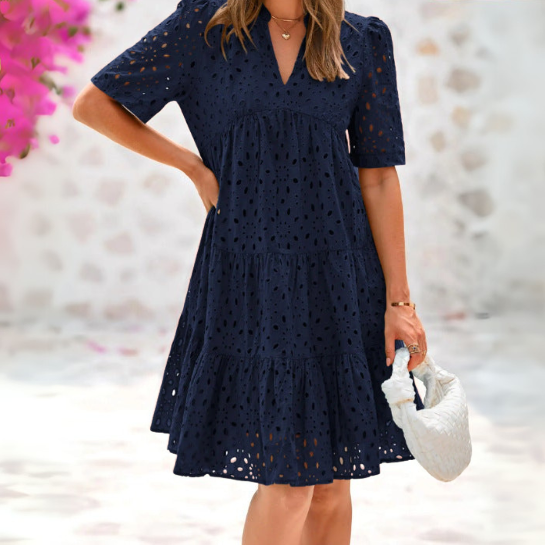 Cressida - Elegant Shirred Lace Dress for an Unforgettable Summer
